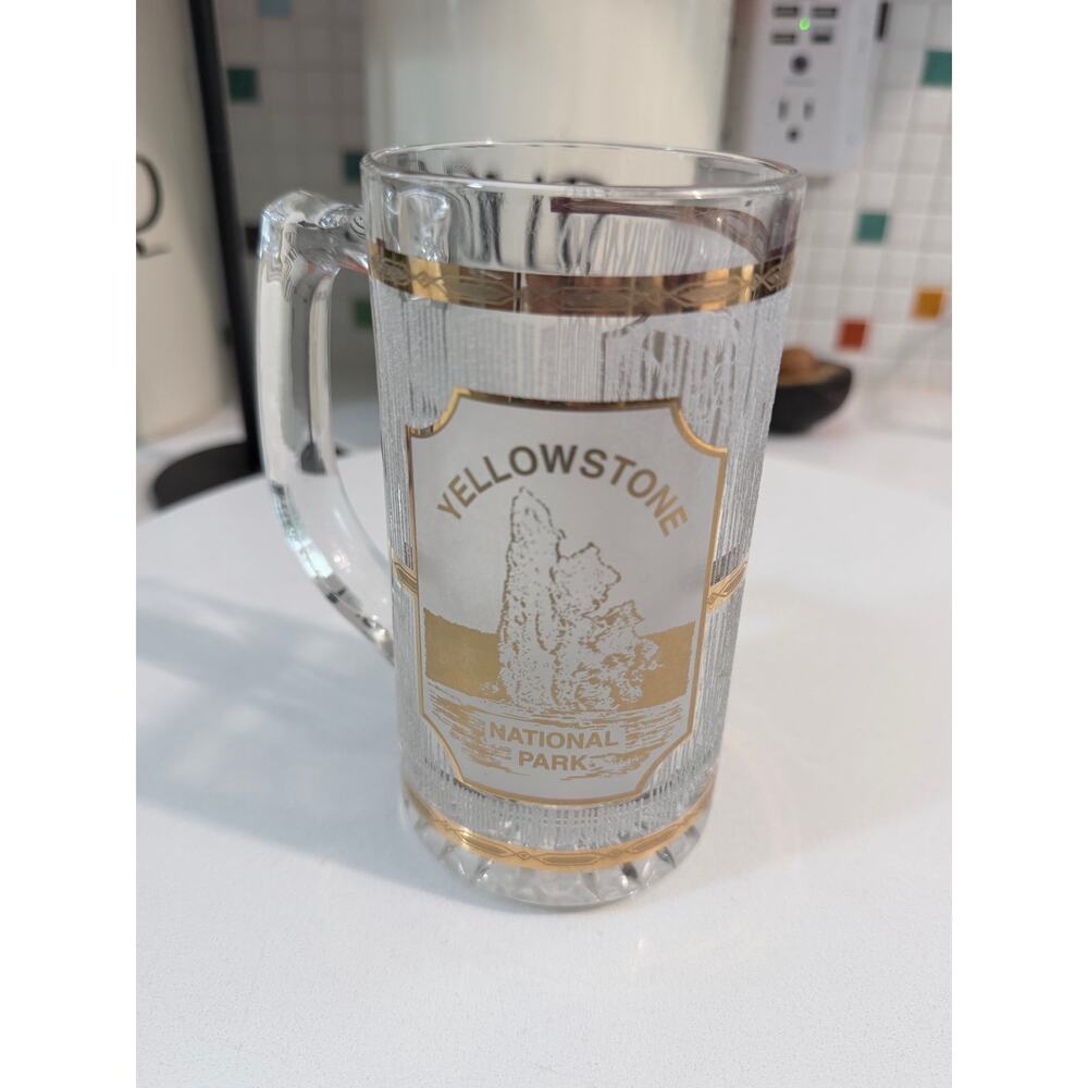 Vintage Yellowstone National Park Gold Glass Mug – 22k Gold Culver